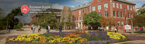 LinkedIn Banner: Illinois State University logo and a view of Felmley Hall and Milner Library