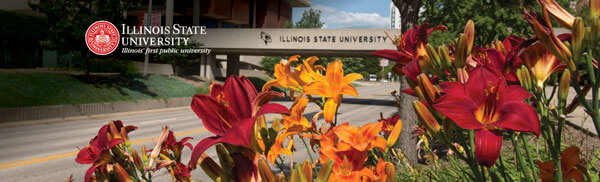 LinkedIn Banner: Illinois State University logo and bridge over College Ave.
