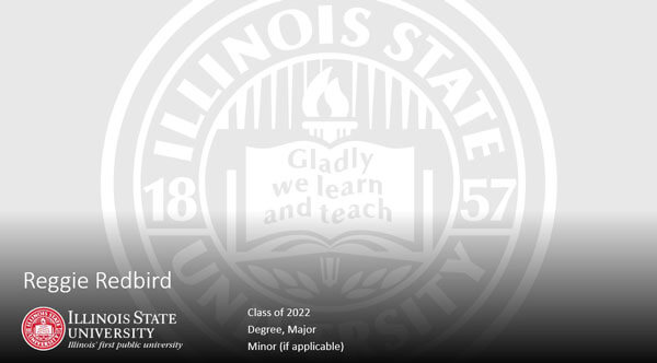 Powerpoint Cover Slide: gray gradient background with university seal watermark